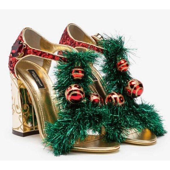 Dolce & Gabbana SZ 7.5/37.5EU Christmas Holiday Sandal Heels - Picture 1 of 16